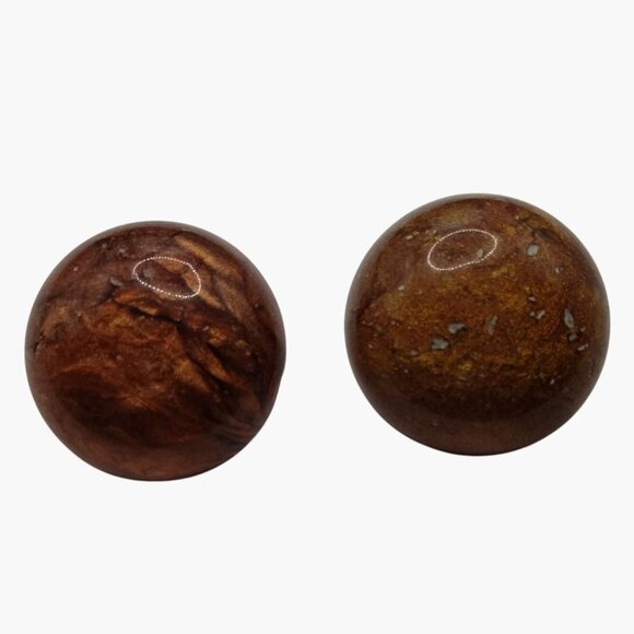 Vintage Brown Round Cabochon Stud Earrings - Picture 1 of 3